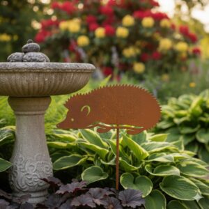 Rustic Metal Hedgehog Garden Stake